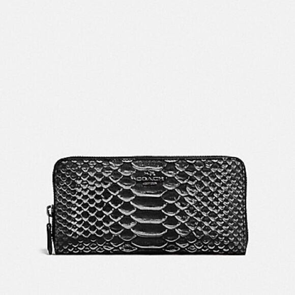 NEW UNUSED COACH ACCORDION ZIP WALLET IN EXOTIC EMBOSSED GUNMETAL LEATHER - Picture 2 of 5